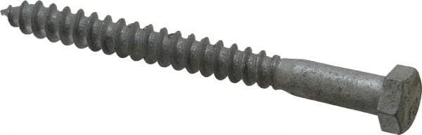 Value Collection - 3/8" Screw, 4" Length Under Head, Steel, Hex Head Lag Screw - Hot Dipped Galvanized, AISI 1006, ASME B18.2.1 Fastner, Grade 1006-1022 - All Tool & Supply