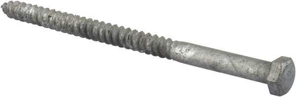 Value Collection - 3/8" Screw, 6" Length Under Head, Steel, Hex Head Lag Screw - Hot Dipped Galvanized, AISI 1006, ASME B18.2.1 Fastner, Grade 1006-1022 - All Tool & Supply