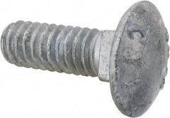 Value Collection - 1/4-20 UNC 3/4" Length Under Head, Standard Square Neck, Carriage Bolt - 1006-1050 Steel, Galvanized Zinc-Plated Finish - All Tool & Supply