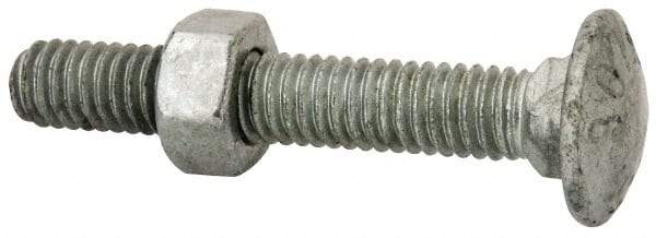 Value Collection - 5/16-18 UNC 2" Length Under Head, Standard Square Neck, Carriage Bolt - 1006-1050 Steel, Galvanized Zinc-Plated Finish - All Tool & Supply