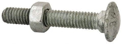 Value Collection - 5/16-18 UNC 2" Length Under Head, Standard Square Neck, Carriage Bolt - 1006-1050 Steel, Galvanized Zinc-Plated Finish - All Tool & Supply