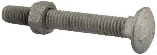 Value Collection - 5/16-18 UNC 2-1/2" Length Under Head, Standard Square Neck, Carriage Bolt - 1006-1050 Steel, Galvanized Zinc-Plated Finish - All Tool & Supply