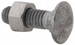 Value Collection - 3/8-16 UNC 1-1/4" Length Under Head, Standard Square Neck, Carriage Bolt - 1006-1050 Steel, Galvanized Zinc-Plated Finish - All Tool & Supply