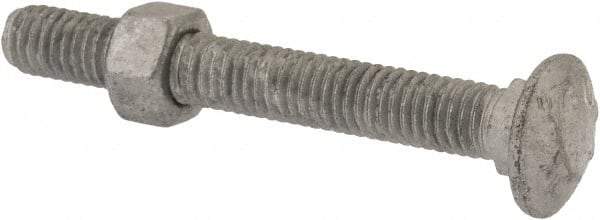 Value Collection - 3/8-16 UNC 3" Length Under Head, Standard Square Neck, Carriage Bolt - 1006-1050 Steel, Galvanized Zinc-Plated Finish - All Tool & Supply