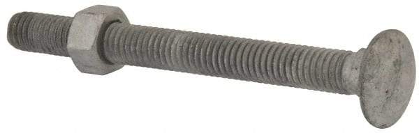 Value Collection - 3/8-16 UNC 4" Length Under Head, Standard Square Neck, Carriage Bolt - 1006-1050 Steel, Galvanized Zinc-Plated Finish - All Tool & Supply