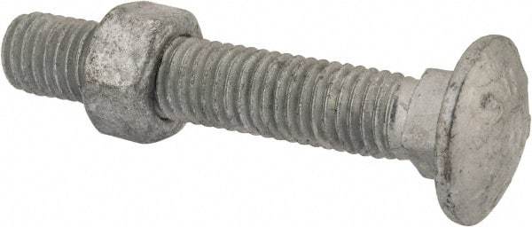 Value Collection - 1/2-13 UNC 3" Length Under Head, Standard Square Neck, Carriage Bolt - 1006-1050 Steel, Galvanized Zinc-Plated Finish - All Tool & Supply