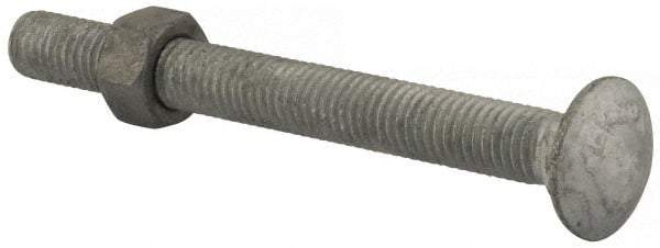 Value Collection - 1/2-13 UNC 5" Length Under Head, Standard Square Neck, Carriage Bolt - 1006-1050 Steel, Galvanized Zinc-Plated Finish - All Tool & Supply