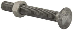 Value Collection - 5/8-11 UNC 5" Length Under Head, Standard Square Neck, Carriage Bolt - 1006-1050 Steel, Galvanized Zinc-Plated Finish - All Tool & Supply