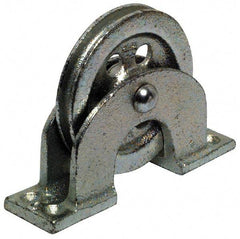 Value Collection - Single Open Upright Mount Guidance Pulley - Sheave, 3-1/4 Inch Outside Diameter, Wire Rope, 1/4 Inch Diameter, 0.209 Inch to 0.22 Inch Mounting Hole Diameter Iron, Galvanized Finish - All Tool & Supply