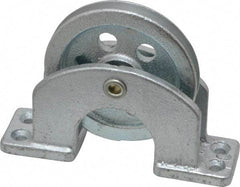 Value Collection - Single Open Upright Mount Guidance Pulley - Sheave, 2-1/2 Inch Outside Diameter, Wire Rope, 3/16 Inch Diameter, 0.144 Inch to 0.155 Inch Mounting Hole Diameter Iron, Galvanized Finish - All Tool & Supply