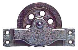 Value Collection - Single Open Side Mount Guidance Pulley - Sheave, 4-1/2 Inch Outside Diameter, Wire Rope, 3/8 Inch Diameter, 0.235 Inch to 0.246 Inch Mounting Hole Diameter Iron, Galvanized Finish - All Tool & Supply