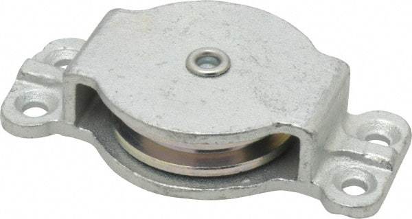 Value Collection - Single Closed Side Mount Guidance Pulley - Sheave, 2 Inch Outside Diameter, Wire Rope, 1/4 Inch Diameter, 0.209 Inch to 0.22 Inch Mounting Hole Diameter Iron, Galvanized Finish - All Tool & Supply