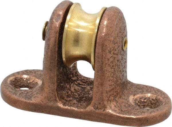 Value Collection - Single Upright Mount Guidance Pulley - Sheave, 11/16 Inch Outside Diameter, Fibrous Rope, 1/4 Inch Diameter, 0.144 Inch to 0.155 Inch Mounting Hole Diameter Bronze, Finish - All Tool & Supply