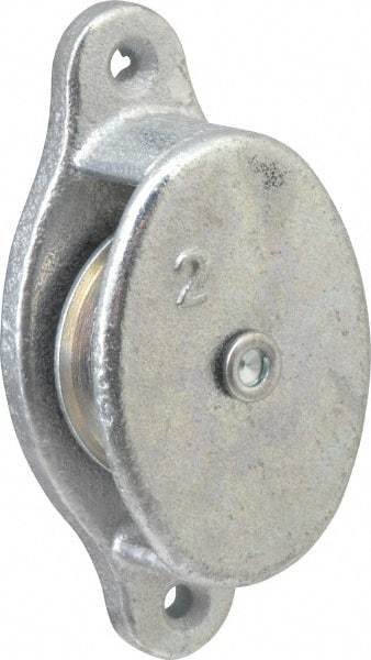 Value Collection - Single Side Side Mount Guidance Pulley - Sheave, 1-1/2 Inch Outside Diameter, Fibrous Rope, 3/8 Inch Diameter, 0.183 Inch to 0.194 Inch Mounting Hole Diameter Malleable Iron, Galvanized Finish - All Tool & Supply