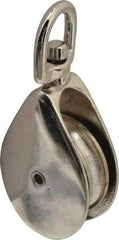 Value Collection - Swivel Eye Single Sheave Pulley - Sheave, 2 Inch Outside Diameter, Fibrous Rope, 7/16 Inch Diameter, Gray Iron, Zinc Plated Finish - All Tool & Supply