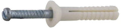 Value Collection - 1/4" Diam, 1/4" Drill, 2" OAL, 1-1/4" Min Embedment Hammer Drive Concrete Anchor - Nylon, Zinc-Plated Finish, Flat Head - All Tool & Supply