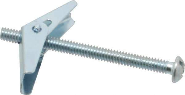 Value Collection - 1/4" Screw, 1/4" Diam, 4" Long, Toggle Bolt Drywall & Hollow Wall Anchor - 1/4" Drill, Zinc Plated, Steel, Use in Concrete, & Masonry, Hollow Tile, Plaster & Wallboard - All Tool & Supply