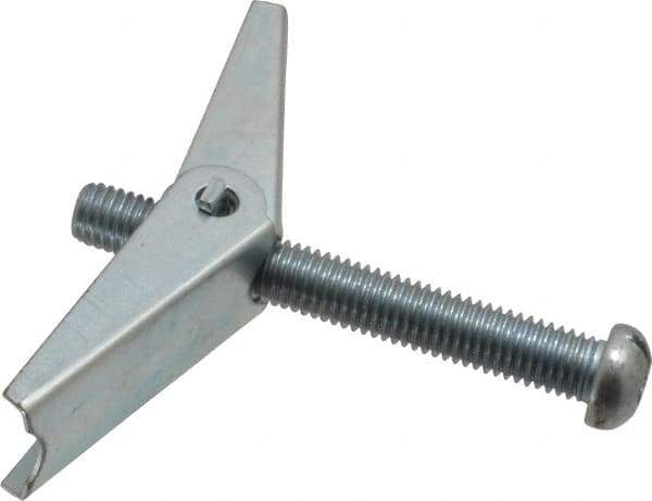 Value Collection - 1/2" Screw, 1/2" Diam, 4" Long, Toggle Bolt Drywall & Hollow Wall Anchor - 1/2" Drill, Zinc Plated, Steel, Use in Concrete, & Masonry, Hollow Tile, Plaster & Wallboard - All Tool & Supply