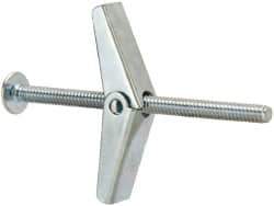 Value Collection - 3/16" Screw, 3/16" Diam, 3" Long, Toggle Bolt Drywall & Hollow Wall Anchor - 3/16" Drill, Zinc Plated, Steel, Use in Concrete, & Masonry, Hollow Tile, Plaster & Wallboard - All Tool & Supply