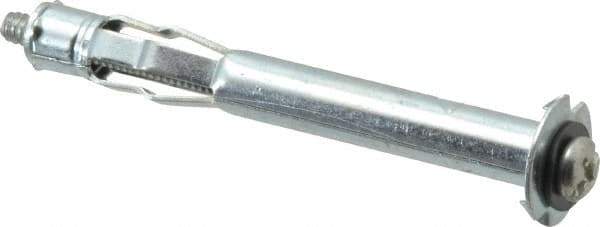 Value Collection - #6 to 32 Screw, 1/8" Diam, 1-1/4" Long, 1-1/4 to 1-3/4" Thick, Sleeve Drywall & Hollow Wall Anchor - 1/8" Drill, Zinc Plated, Steel, Use in Drywall - All Tool & Supply