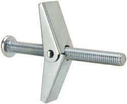 Value Collection - 1/8" Screw, 1/8" Diam, 2" Long, Toggle Bolt Drywall & Hollow Wall Anchor - 1/8" Drill, Zinc Plated, Steel, Use in Concrete, & Masonry, Hollow Tile, Plaster & Wallboard - All Tool & Supply