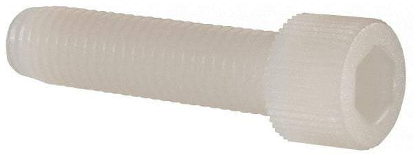 Made in USA - 1/4-28 UNF Hex Socket Drive, Socket Cap Screw - Grade 6/6 Nylon, Uncoated, Fully Threaded, 1" Length Under Head - All Tool & Supply