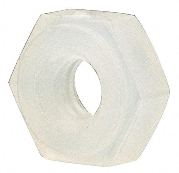 Made in USA - #2-56 UNC Nylon Right Hand Hex Nut - 4.57mm Across Flats, 1.78mm High, Uncoated - All Tool & Supply