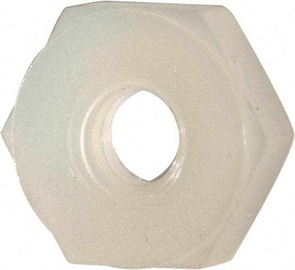 Made in USA - #4-40 UNC Nylon Right Hand Hex Nut - 1/4" Across Flats, 2.54mm High, Uncoated - All Tool & Supply