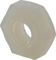 Made in USA - #8-32 UNC Nylon Right Hand Hex Nut - 8.51mm Across Flats, 3.3mm High, Uncoated - All Tool & Supply