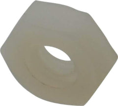 Made in USA - #10-24 UNC Nylon Right Hand Hex Nut - 9.27mm Across Flats, 3.43mm High, Uncoated - All Tool & Supply