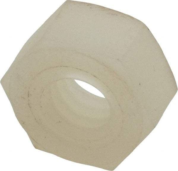 Made in USA - 1/4-20 UNC Nylon Right Hand Hex Nut - 10.8mm Across Flats, 5.97mm High, Uncoated - All Tool & Supply