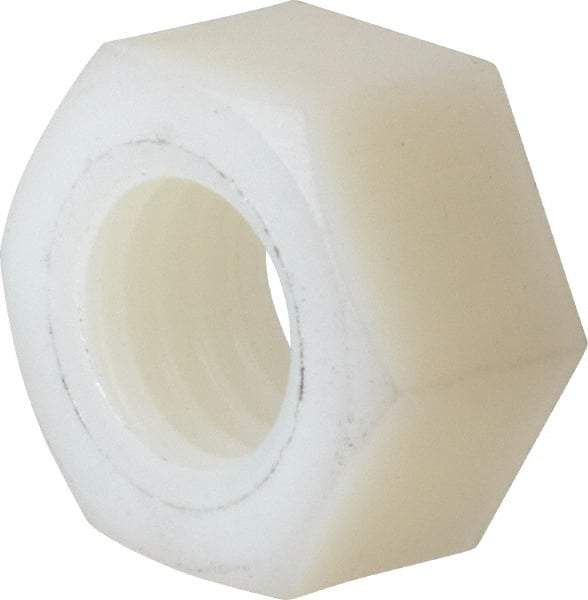 Made in USA - 1/2-13 UNC Nylon Right Hand Hex Nut - 3/4" Across Flats, 10.92mm High, Uncoated - All Tool & Supply