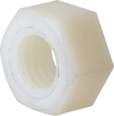 Made in USA - 1/2-13 UNC Nylon Right Hand Hex Nut - 3/4" Across Flats, 10.92mm High, Uncoated - All Tool & Supply