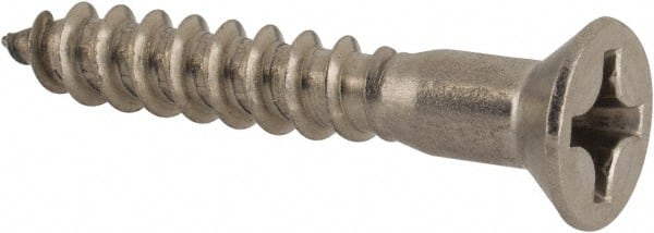 Value Collection - #10, 1-1/4" OAL, Phillips Drive, Flat Head Wood Screw - Stainless Steel, Grade 18-8 - All Tool & Supply