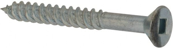 #12, 2″ OAL, Square Drive, Flat Head Wood Screw Zinc Plated Steel, Grade 2