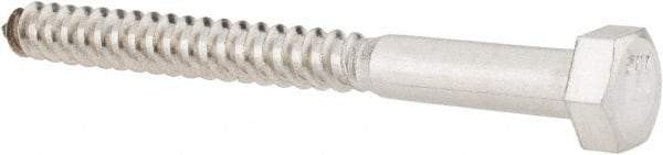 Value Collection - 5/16" Screw, 3-1/2" Length Under Head, Stainless Steel, Hex Head Lag Screw - Grade 18-8, Uncoated - All Tool & Supply