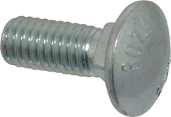 Value Collection - 3/8-16 UNC 1" Length Under Head, Standard Square Neck, Carriage Bolt - Grade 2 Steel, Zinc-Plated Finish - All Tool & Supply