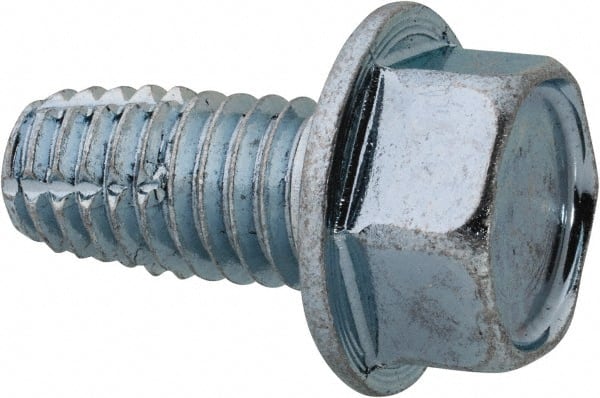 Value Collection - 3/8-16 UNC Thread, 3/4" Length Under Head, Hex Drive Steel Thread Cutting Screw - Hex Washer Head, Grade 2, Point Type F, Zinc-Plated Finish - All Tool & Supply