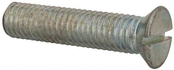 Value Collection - 1/2-13 UNC, 2-1/4" OAL Slotted Drive Machine Screw - Flat Head, Grade J82 Steel, Zinc-Plated Finish, Without Washer - All Tool & Supply