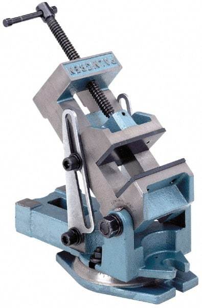 Palmgren - 4" Jaw Width, 4" Jaw Opening Capacity, Angle Swivel Machine Vise - Manual Operation, 1 Station, 12" Long x 6-1/4" High x 1-3/4" Deep - All Tool & Supply