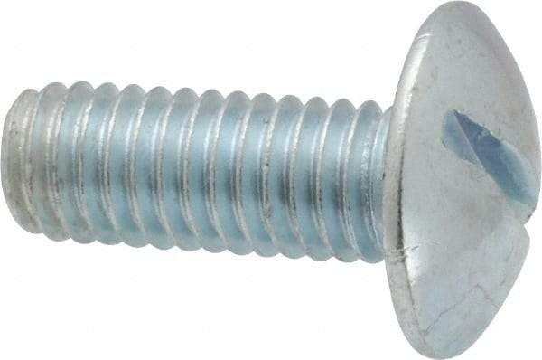 Value Collection - 3/8-16 UNC, 1" Length Under Head Slotted Drive Machine Screw - Truss Head, Grade 2 Steel, Zinc-Plated Finish, Without Washer - All Tool & Supply