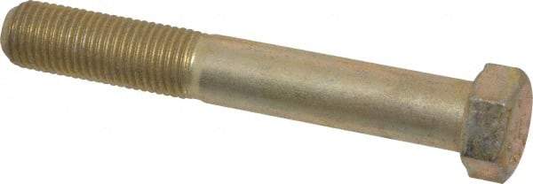 Made in USA - 7/16-20 UNF, 3" Length Under Head Hex Head Cap Screw - Partially Threaded, Grade 8 Alloy Steel, Zinc Yellow Dichromate Finish, 5/8" Hex - All Tool & Supply