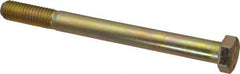 Made in USA - 1/2-13 UNC, 5-1/2" Length Under Head Hex Head Cap Screw - Partially Threaded, Grade 8 Alloy Steel, Zinc Yellow Dichromate Finish, 3/4" Hex - All Tool & Supply