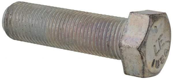 Made in USA - 9/16-18 UNF, 2" Length Under Head Hex Head Cap Screw - Fully Threaded, Grade 5 Steel, Zinc-Plated Finish, 13/16" Hex - All Tool & Supply