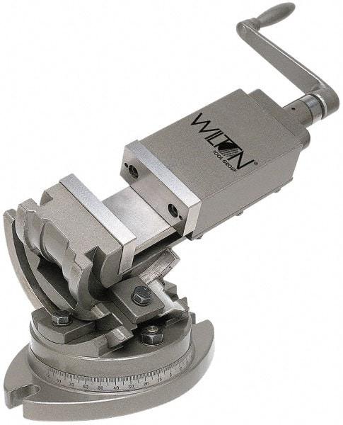 Wilton - 4" Jaw Width, 4" Jaw Opening Capacity, 3-Way Angle Swivel Machine Vise - Manual Operation, 1 Station, 19-45/64" Long x 10-13/32" High x 1-1/2" Deep, Alloy Steel - All Tool & Supply