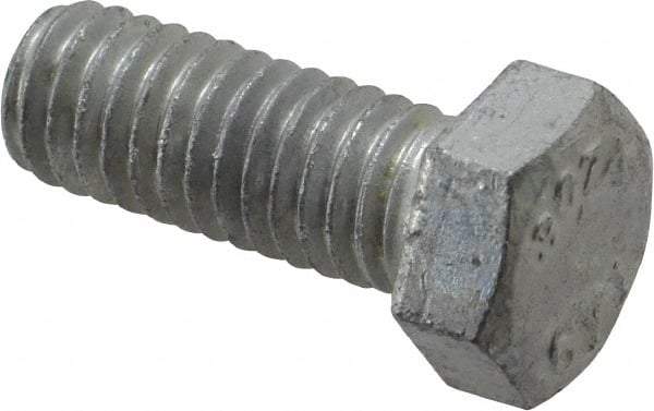 Value Collection - 3/8-16 Thread, 1" Length Under Head, Steel Hex Head Bolt - Hot Dipped Galvanized Coated, 9/16" Hex, UNC Thread, ANSI/ASME B18.2.2 & ASME B18.2.1, Grade 2 - All Tool & Supply