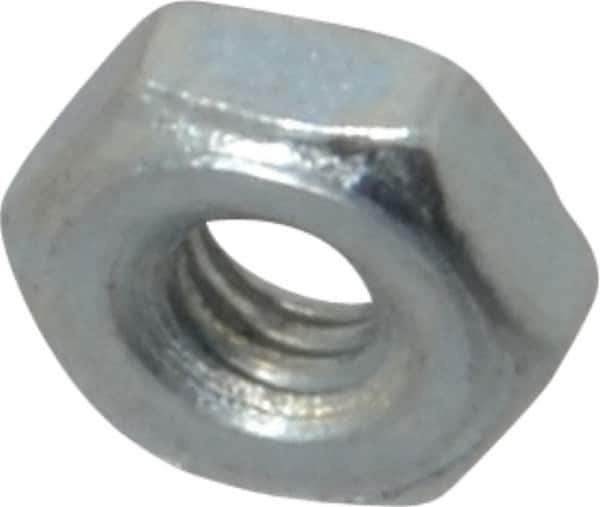 Value Collection - #4-48 UN Steel Right Hand Machine Screw Hex Nut - 1/4" Across Flats, 0.098" High, Zinc-Plated Finish, 2B Class of Fit - All Tool & Supply