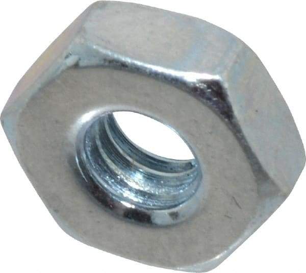 Value Collection - #8-36 UN Steel Right Hand Machine Screw Hex Nut - 11/32" Across Flats, 1/8" High, Zinc-Plated Finish, 2B Class of Fit - All Tool & Supply