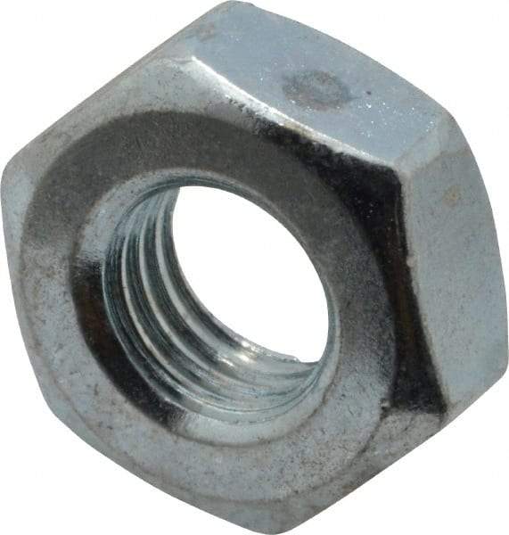 Value Collection - 1/4-28 UN Steel Right Hand Machine Screw Hex Nut - 7/16" Across Flats, 0.193" High, Zinc-Plated Finish, 2B Class of Fit - All Tool & Supply