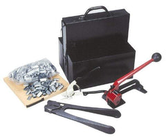 Value Collection - 200 Inch Long x 3/4 Inch Wide, Strapping Kit - Contains 2 Coils, 500 Seals, Steel Strap Cutter, Sealing Tool, Tensioner and Heavy Duty Reusable Dispenser - All Tool & Supply